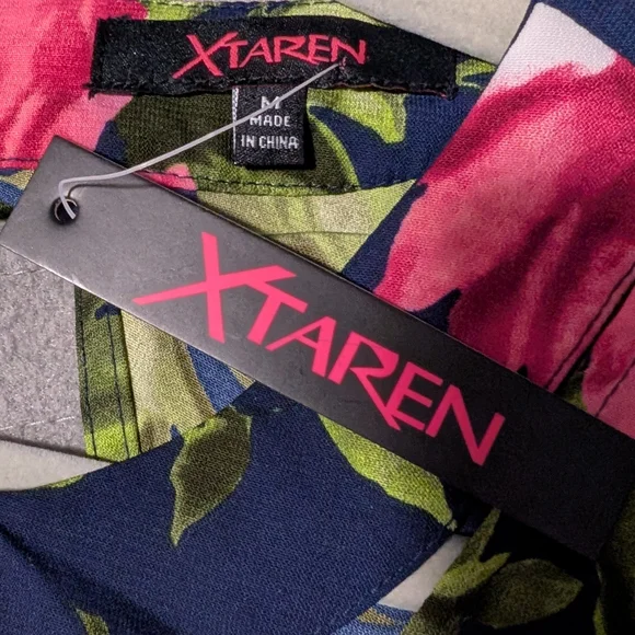 🌙 Xtaren Floral Mini Dress in Navy and Pink - Picture 5 of 8